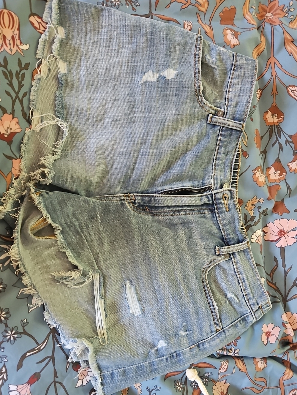 aerie Light Blue Distressed Denim Jean Shorts